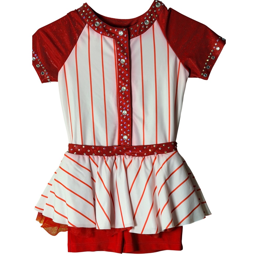 Revolution Dancewear Baseball Pinstripe Sparkle Costume Size MC
